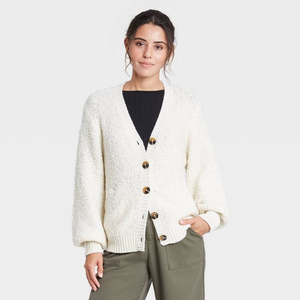Who What Wear Oversized White Button Up Cardigan/Sweater
